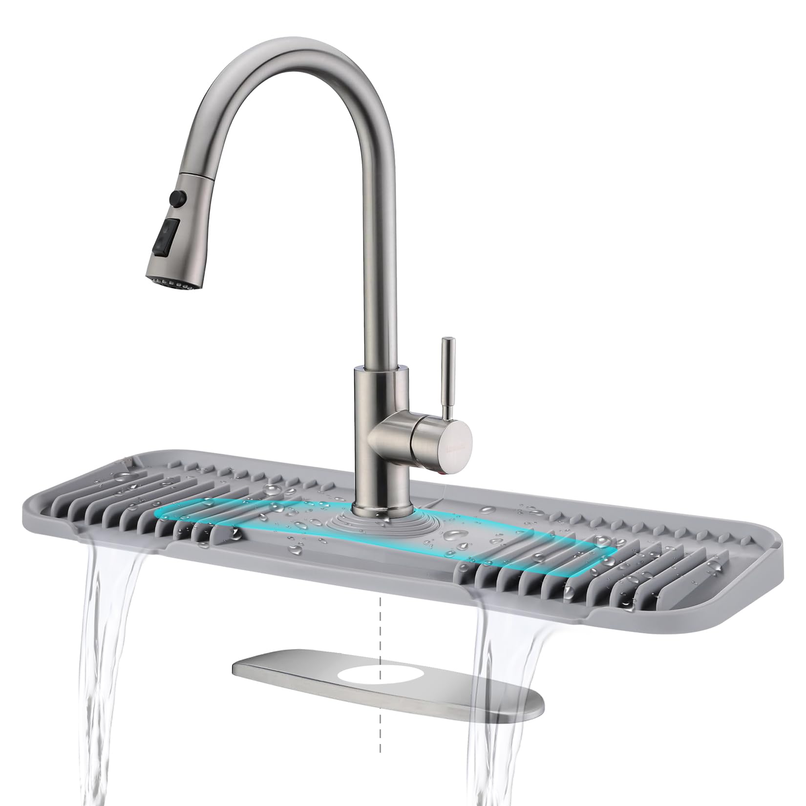 Tapis de robinet en silicone avec système central circulaire découpable Kingmall