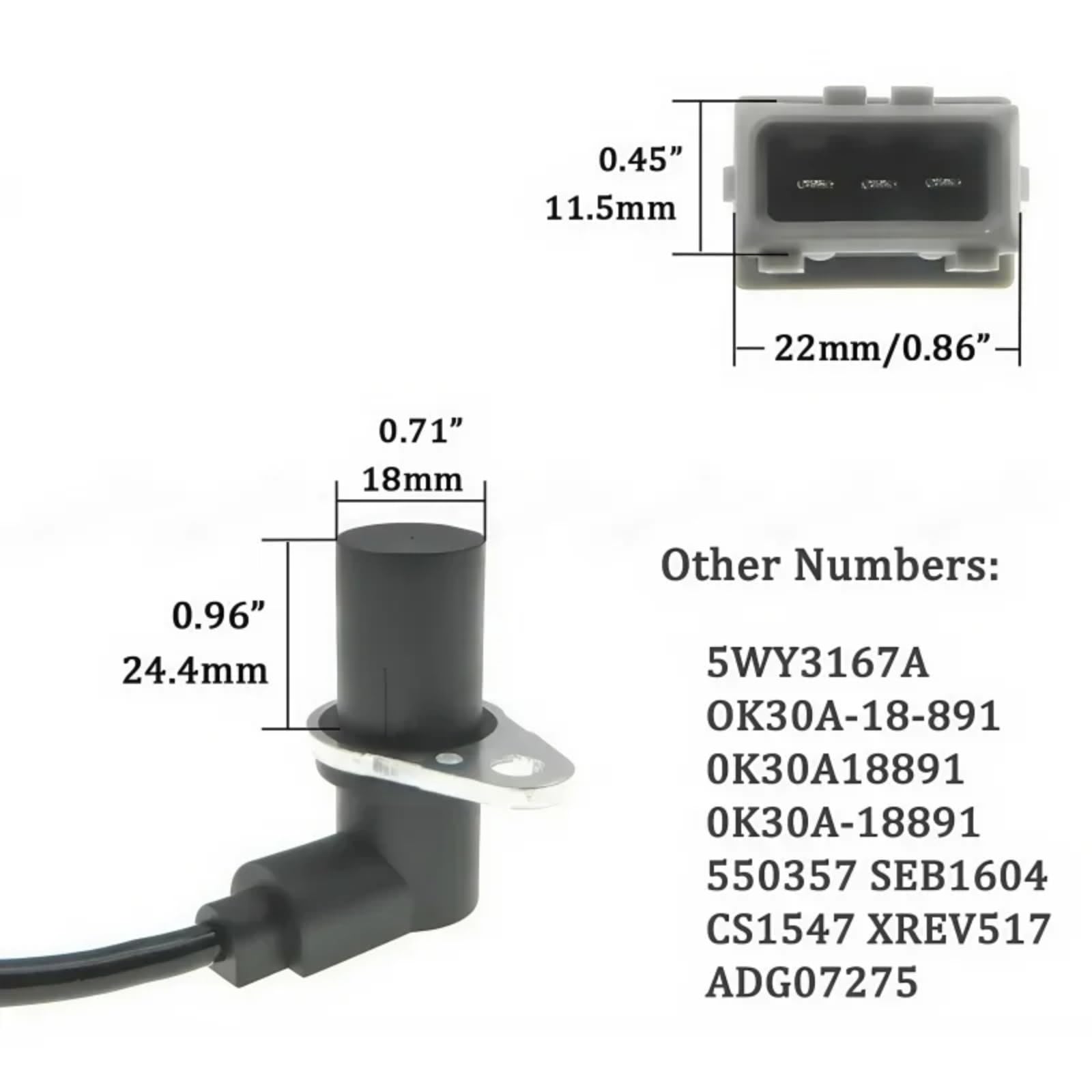 Capteur PMH Compatible Avec Kia Pour Rio DC-1.5 16 V Pour Kombi DC 1.3 2000-2005 Capteur De Position Du Vilebrequin Capteur D'angle De Manivelle 0K30A18891 5WY3167A