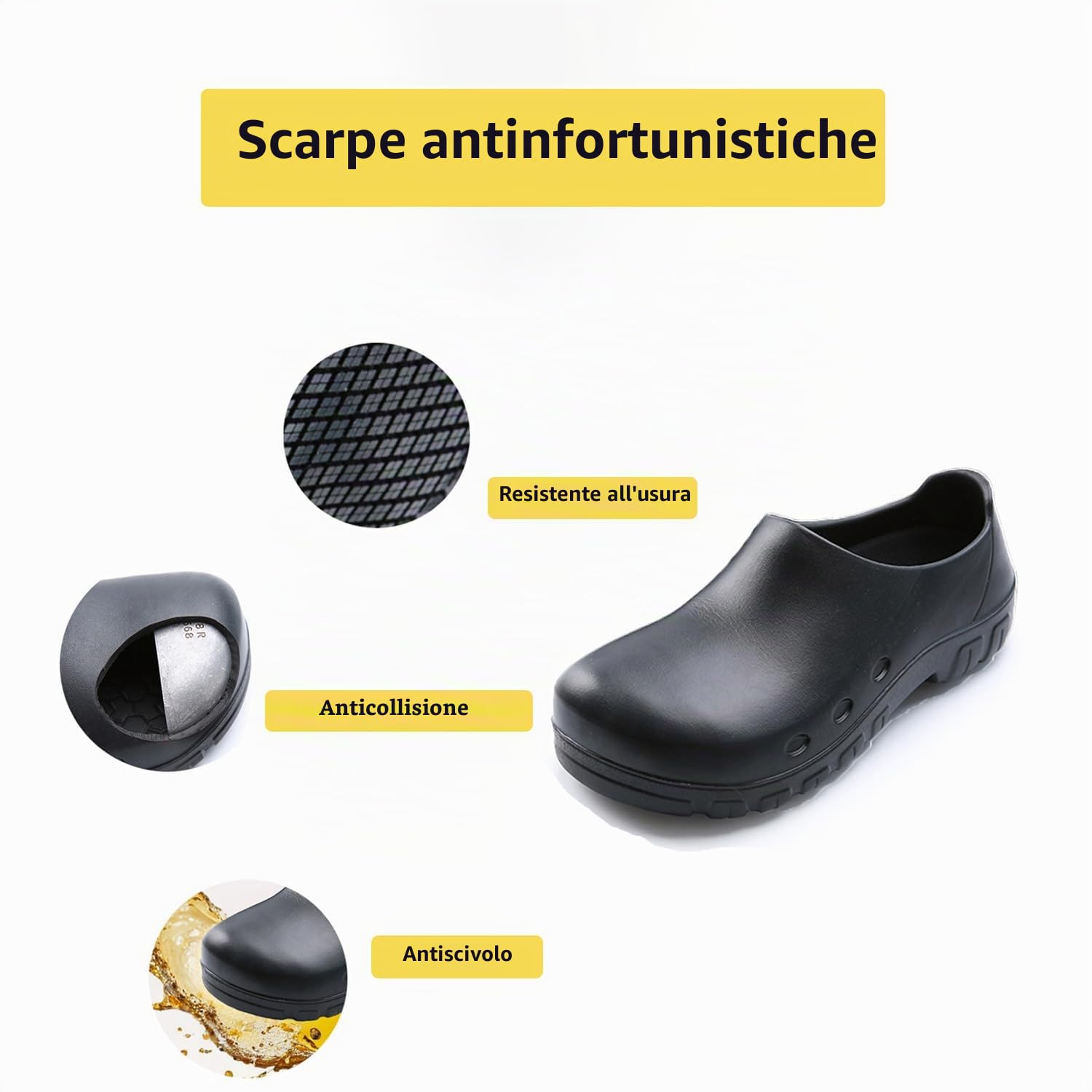 Cucina Scarpe Lavoro Chef Punta d'Acciaio Smashproof Scarpe Sicurezza Zoccoli Antiscivolo per Uomini Donne