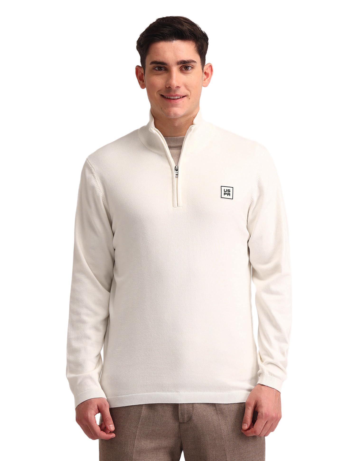 u.s. polo assn. denim co. Mens White Solid Long Sleeve Cotton Classic Pullover Sweater-picture-45