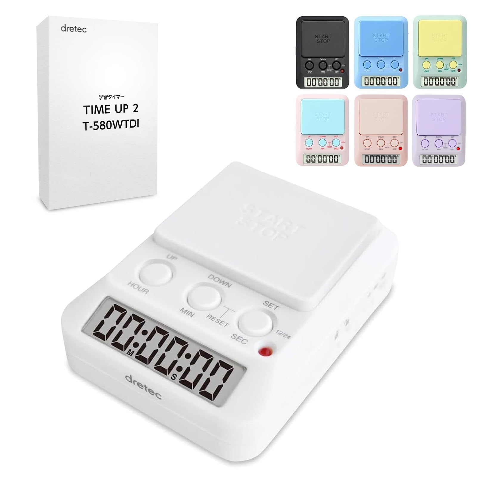 dretecLearning Timer, for Studying, Large Button, Count Function Until The Target Date, Translucent Black, Officially Tested in Japan(1 Starter AAA Battery Included)