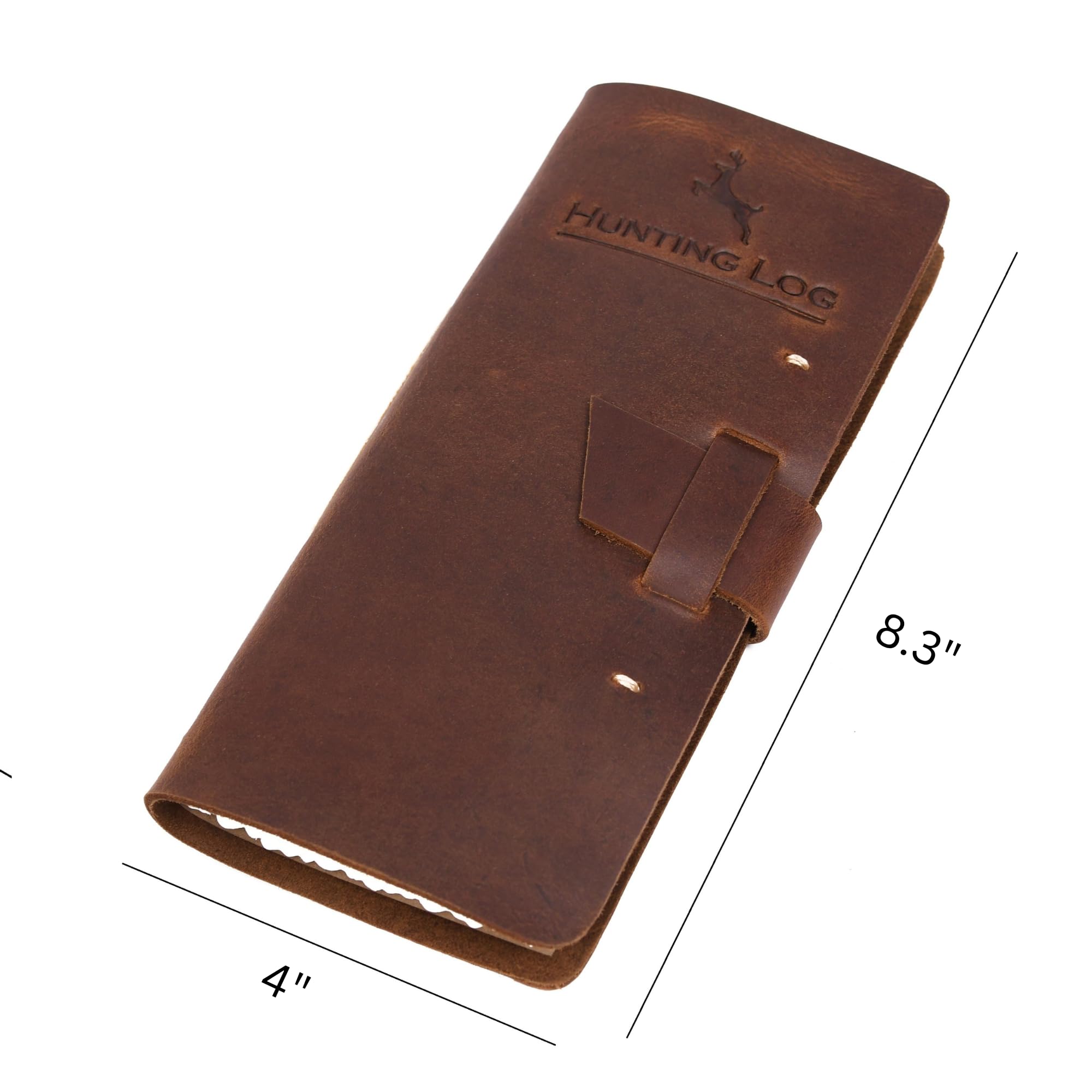Tolredo Made in Canada Premium-Jagdt-Tagebuch, genarbtes Rindsleder, Jagd-Logbuch, Geschenk für Jäger, 96 blutsichere Seiten (21,1 x 10,2 cm), Dunkelbraun