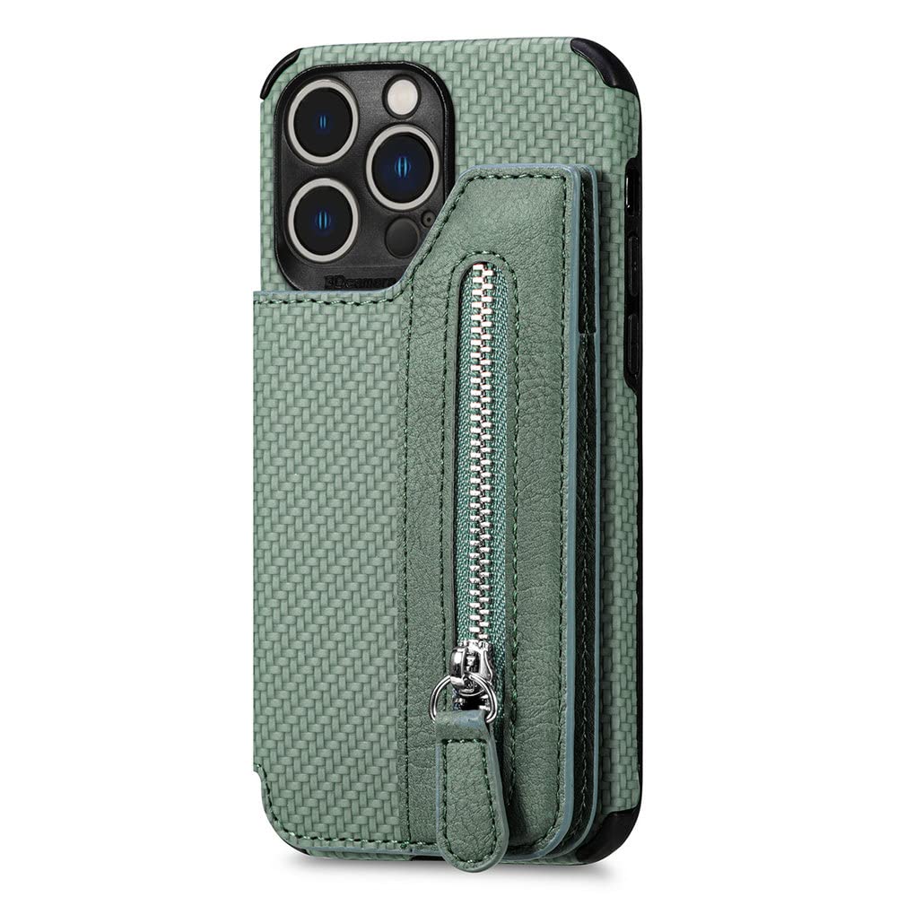 Étui en cuir vert pour iPhone XS Max finition haut de gamme avec portefeuille - 8