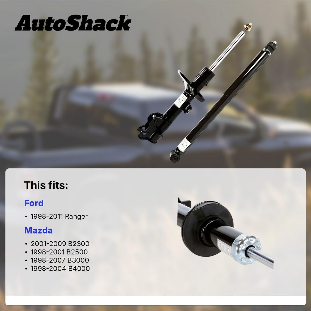 AutoShack Front Shock Absorbers Replacement for 1998-2011 Ford Ranger 2001-2009 Mazda B2300 1998-2007 Mazda B3000 2-PC Set
