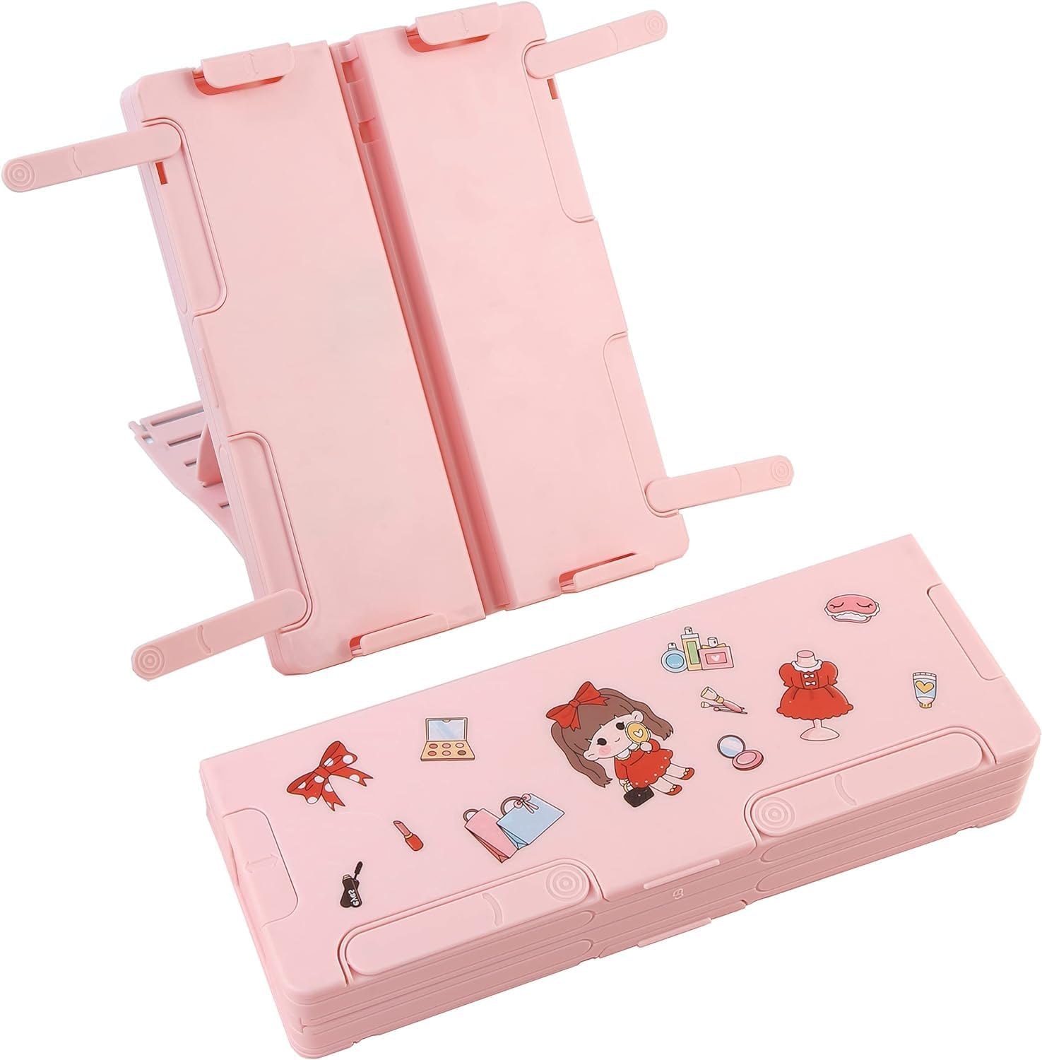 KLIZNIL 2 In 1 Pencil Box With Book Stand Flexible Lightweight Page Holder Clips Plastic Pencil Boxes For Boy Girls Perfect For Gift,Multicolor (B0CJNXP633) Amazon Price History, Amazon Price Tracker
