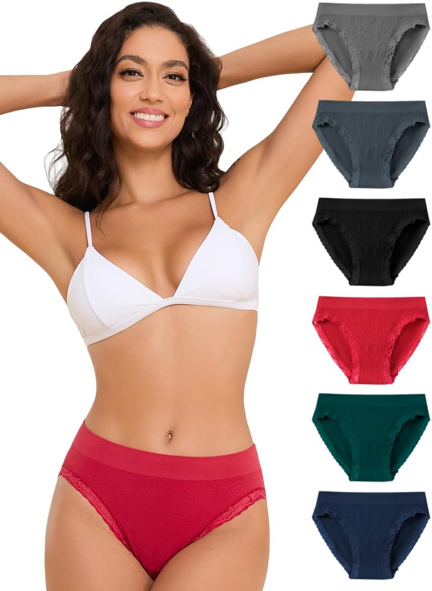 Bamboo Underwear Womens Pack Bikini Moisture Wicking panties Lace Sexy Breathable Hipster Briefs calzones para mujer