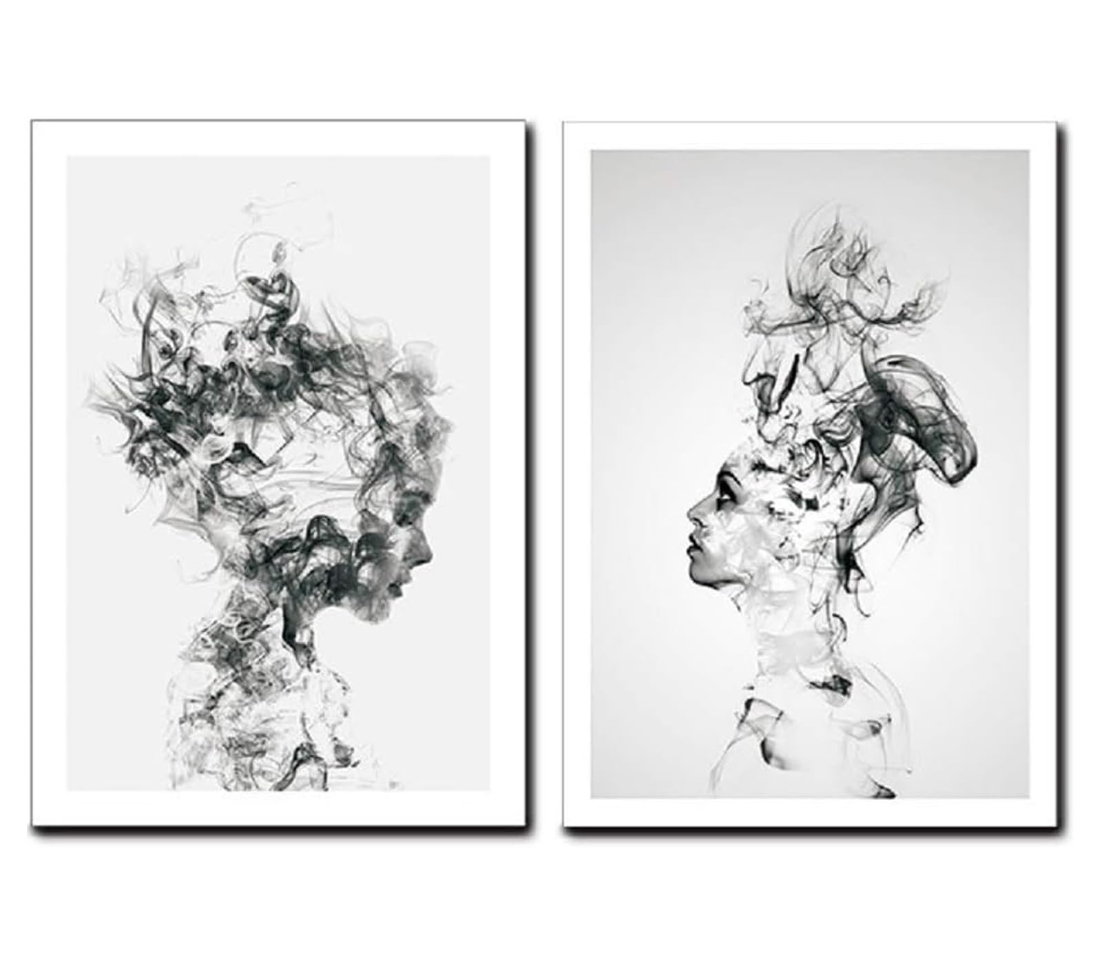 UGZDEA Abstract Art Poster Canvas Pictures, Modern Black White Motif, Smoked Boy Girl Poster - Image 2