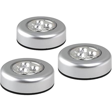 Amazon ミニledライト3個セット シルバー プッシュでon Off 小型軽量 高輝度led3灯 コンパクトライト 電池式 粘着テープで取付簡単 Fmtled3set Focusmart クリップライト 通販