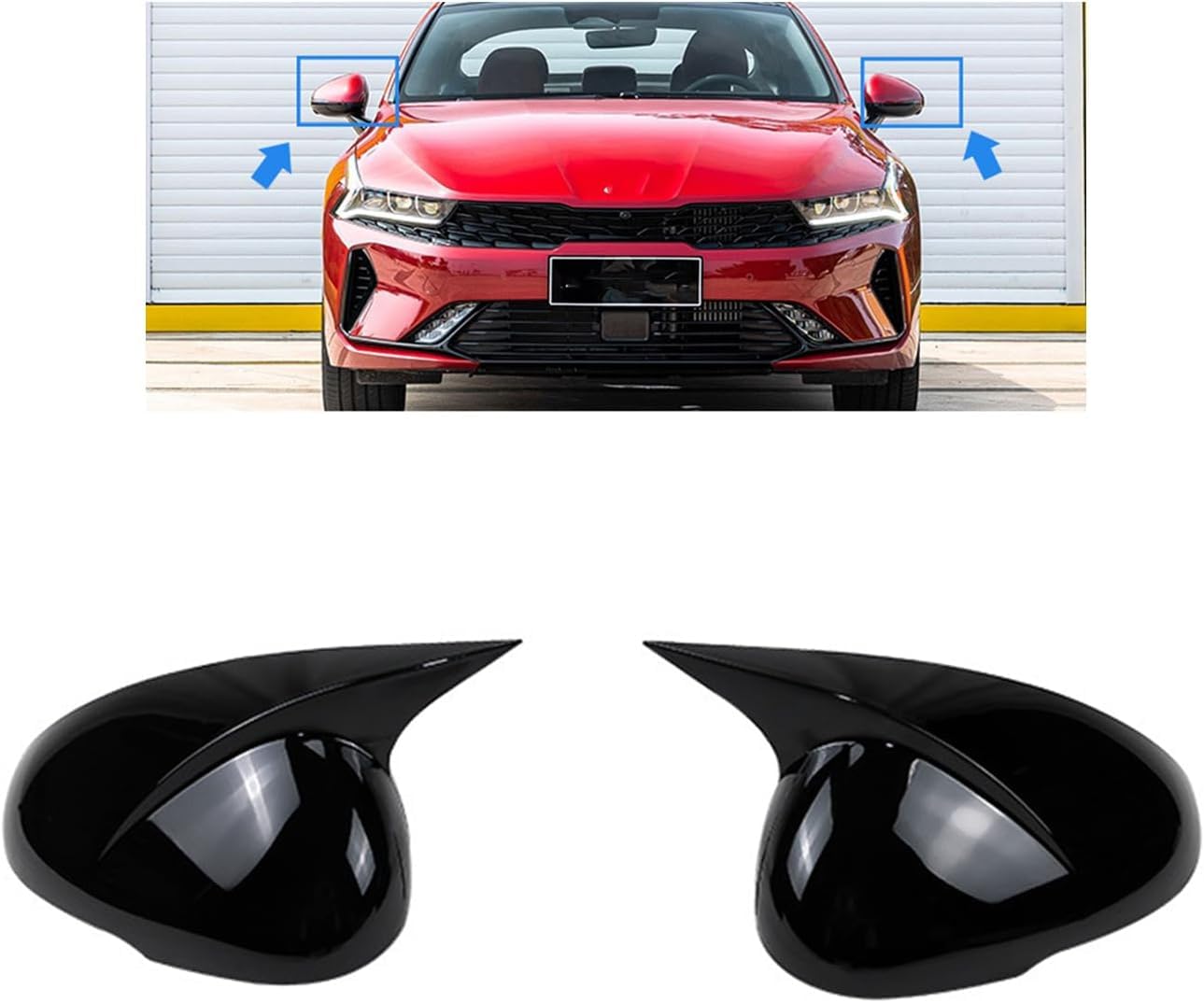 XJPGHA Wing Mirror Covers Caps for KIA K5 Optima 2021-2024, Sturdy Durable Cover Housing Door Mirror Vehicle Accessory Rearview Side Covers,Black