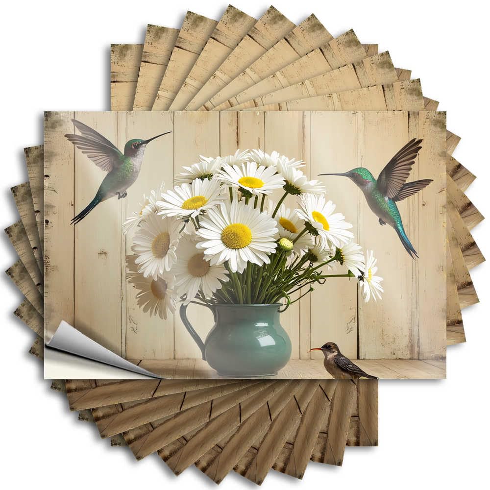 Tattoo Aesthetic, Darts Bumper Hummingbirds and Daisies in A Rustic Setting | Back Yard Decorations(12X18CM)
