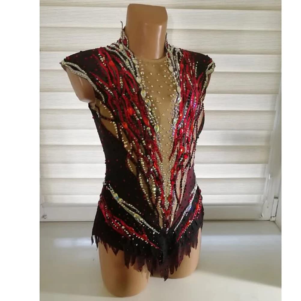 Maillot De Gimnasia Profesional para Niñas Vestidos De Competición para Patinaje Artístico sobre Hielo para Mujer Ropa De Gimnasia Rítmica Hecha A Mano Alta Elasticidad