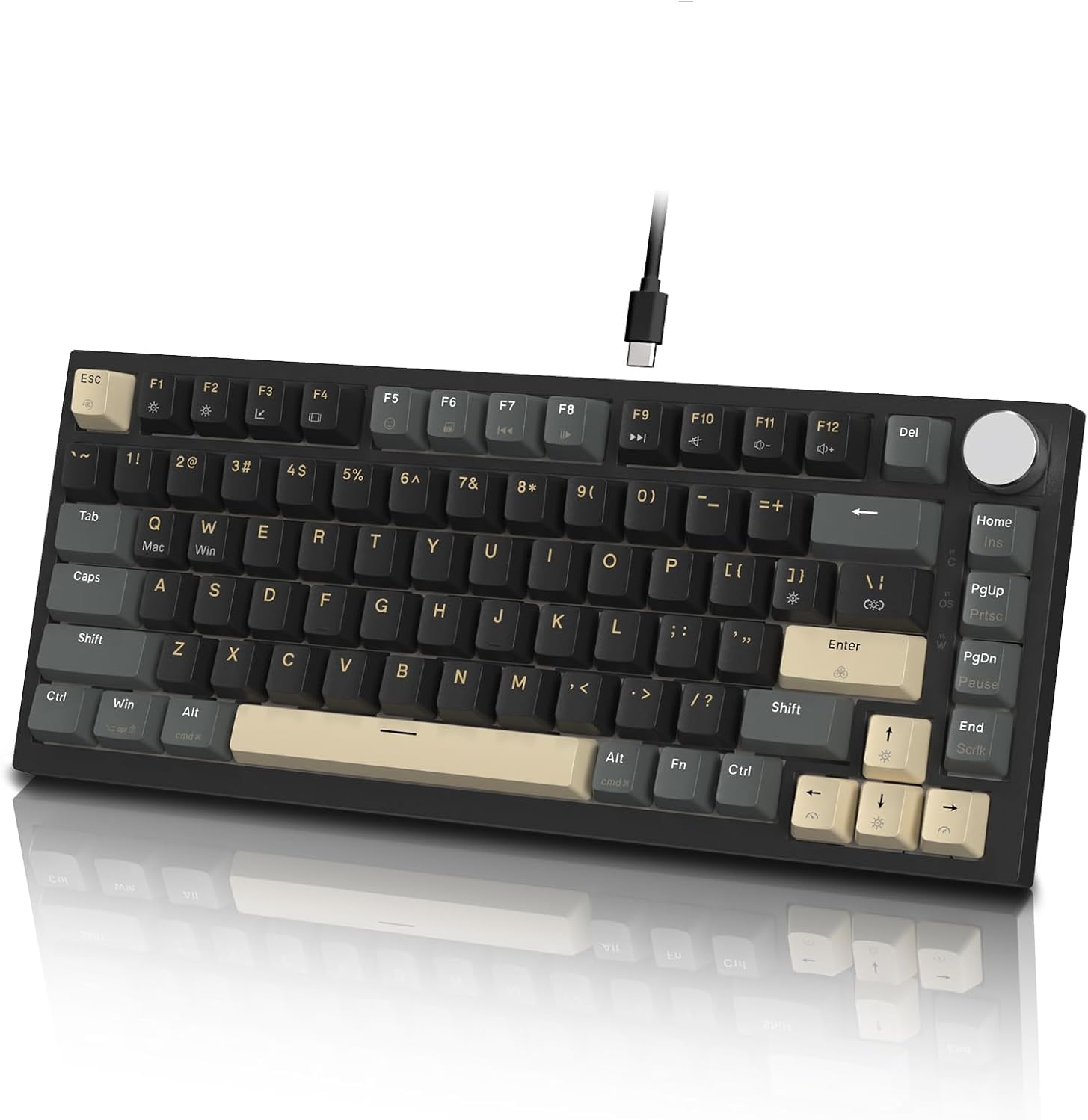 K85 Rapid Trigger 75% Wired Mechanical Gaming Keyboard Gasket with Hot Swapped Adjustable Actuation Magnetic Switch Programmable Knob TKL RGB Backlit PBT Keycaps for Win Mac Gamer(Black)