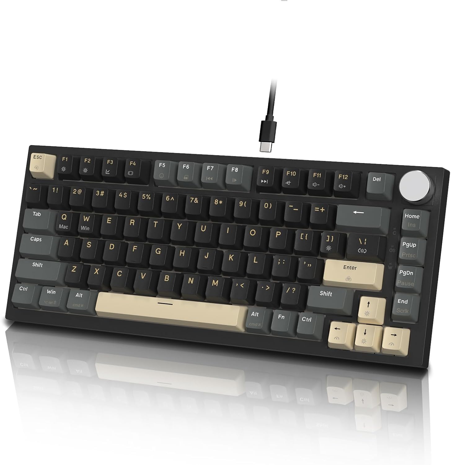 ATTACK SHARK K85 Rapid Trigger 75% Wired Mechanical Gaming Keyboard Gasket with Hot Swapped Adjustable Actuation Magnetic Switch Programmable Knob TKL RGB Backlit PBT Keycaps for Win Mac Gamer(Black)