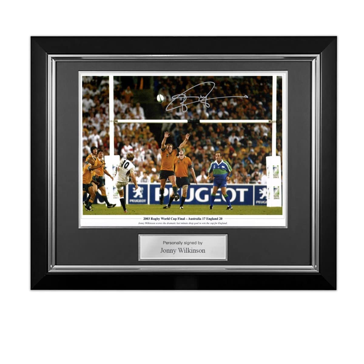 Exclusive Memorabilia Multicoloured Jonny Wilkinson Signed England Rugby Photo: The Drop-Kick (With Text). Deluxe Frame