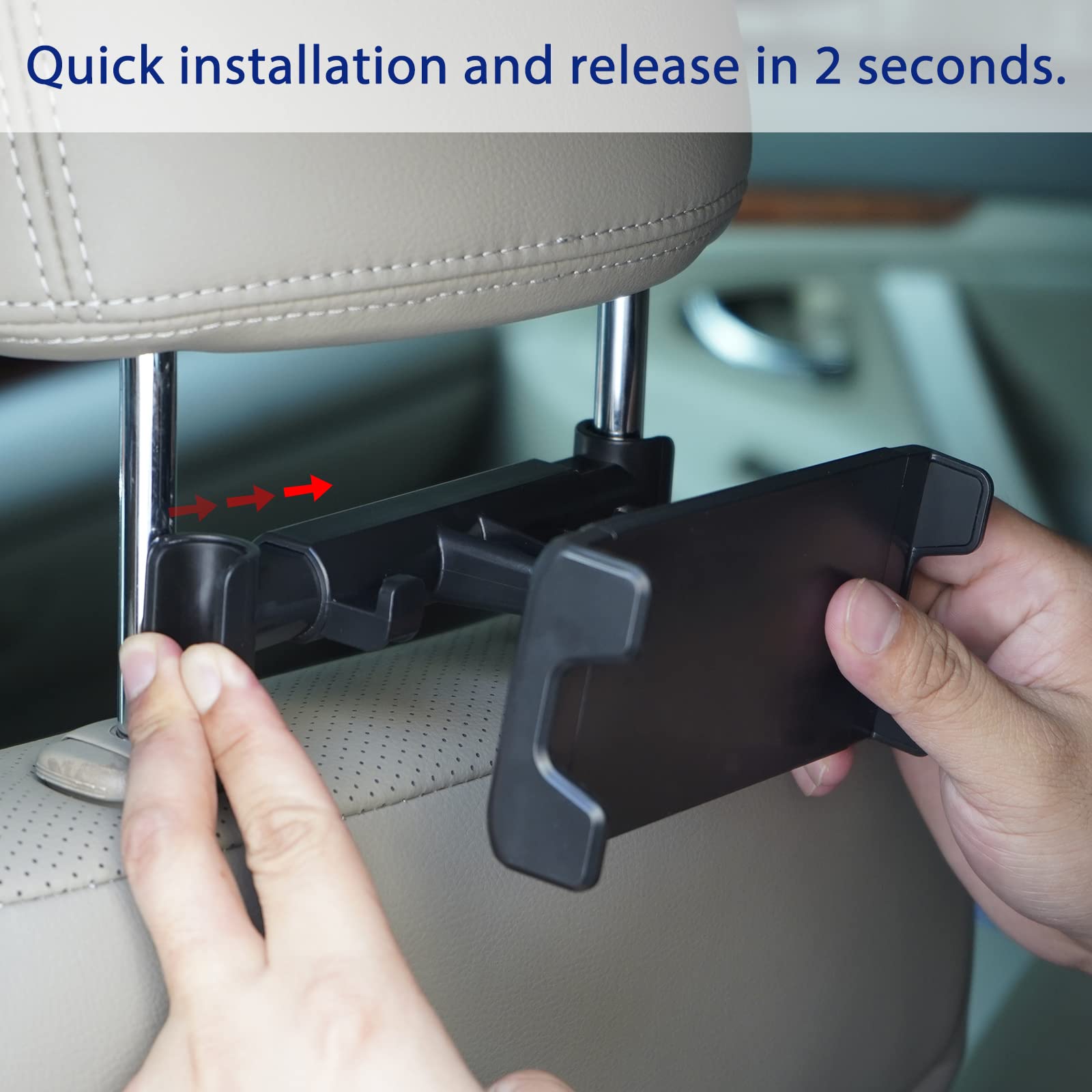 GEEKRIA Kopfstützenhalter fürs Auto, Halterung für Gaming-Zubehör, kompatibel mit Nintendo Switch/OLED/Lite, Smartphone oder Anderen 5,5–10,5" Geräten, 180° drehbar, einstellbar (Schwarz)