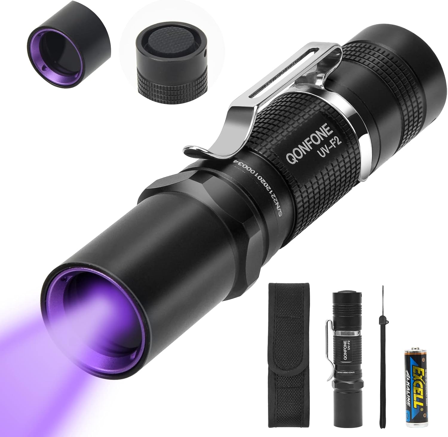 QONYFONE Black Light UV Flashlight, 365nm UV Light Blacklight Pen Light