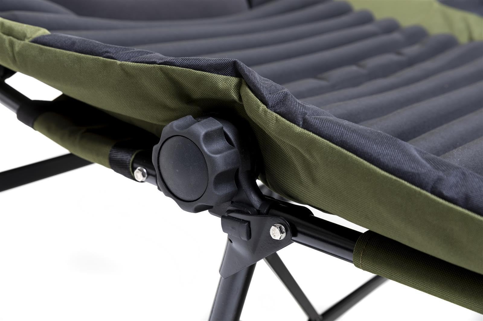 3D Bedchair 6-Bein Angelliege Camping Comfort Karpfenliege belastbar bis 140kg mit integriertem Kopfkissen