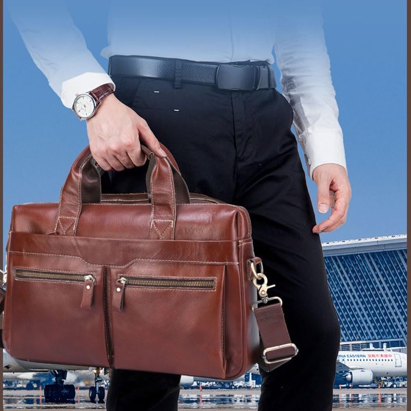 Shoulder Business Handbag Leather Briefcase Retro Diagonal Cross Computer Bag