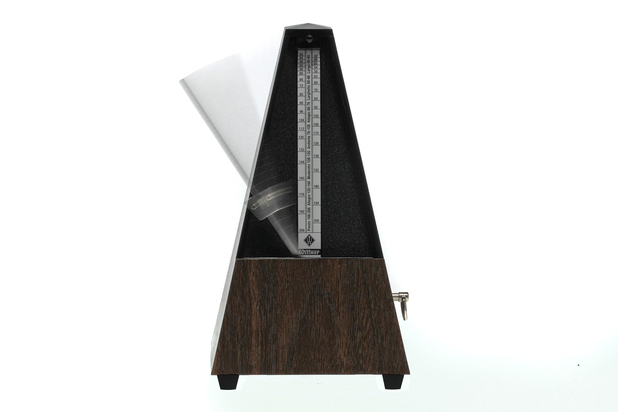 Wittner Metronome Taktell Forme Pyramide Système Maelzel Série 800K - Sans cloche - Avec couvercle en plexiglas - Mécanique à remonter - Pas de piles nécessaires - Fabriqué en Allemagne