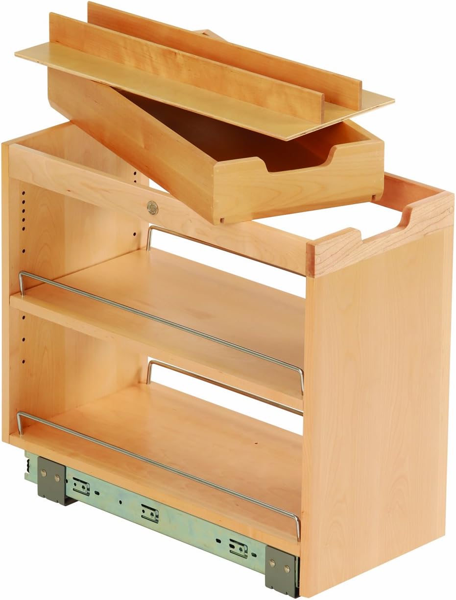 FindIT Kitchen Storage Organization Base Cabinet Pullout with Slide and Roll Manager