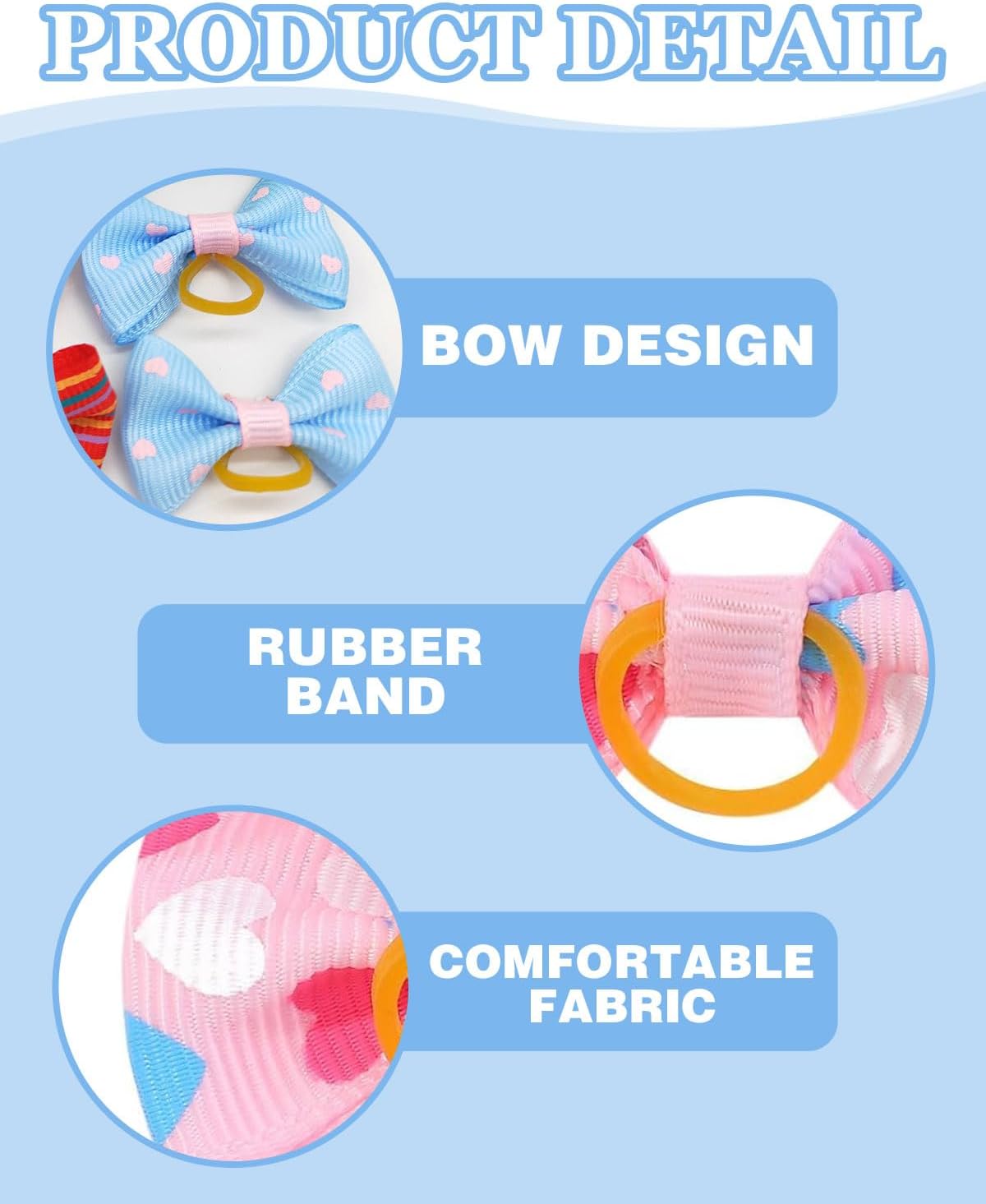 Dog Hair Bows, Dog Hair Bows Dog Hair Accessories with Bands for Small Dogs, Cats and Puppies, Random Colors (20 pcs) 4