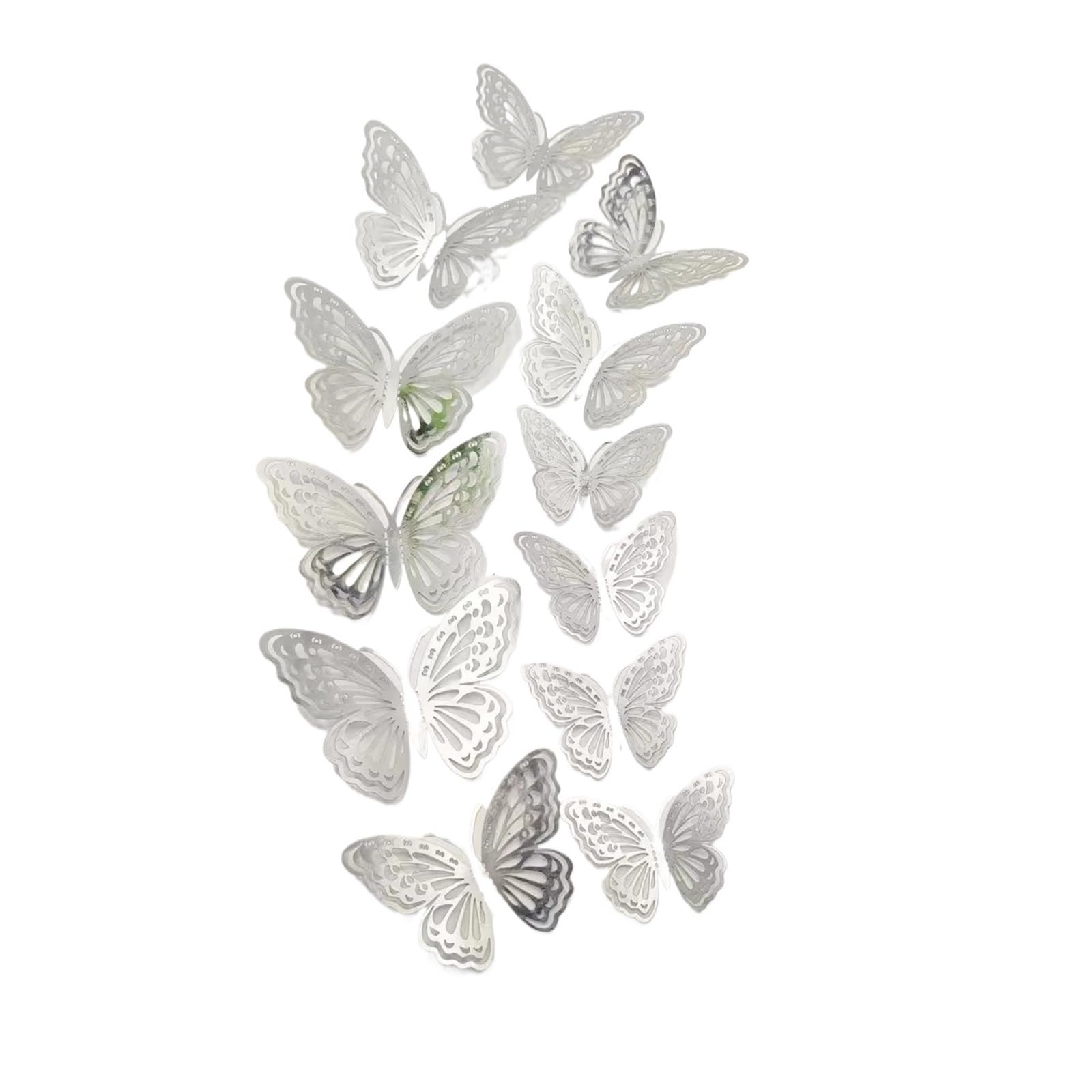 12pcs 3D Hollow Butterfly Wall Decal Mirror Wallstickers For Kids Room Home Decoration Fridge Sticker Wedding Party(Color11)