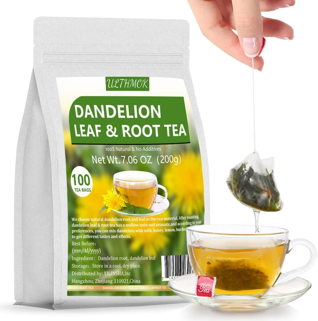 Premium Dandelion Root & Leaf Tea,100 Tea Bags/7.06Oz,for Liver Detox,100% Natural & No Additives.…