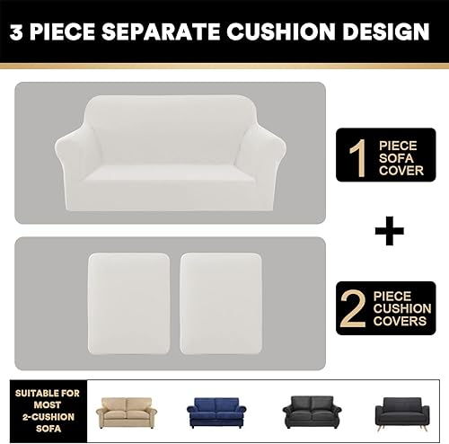 Miniatura 3 de PrinceDeco Fundas de sofá para sofá de 2 plazas, funda elástica para sofá biplaza, protector grueso y ajustado para sofá biplaza para sala de estar,