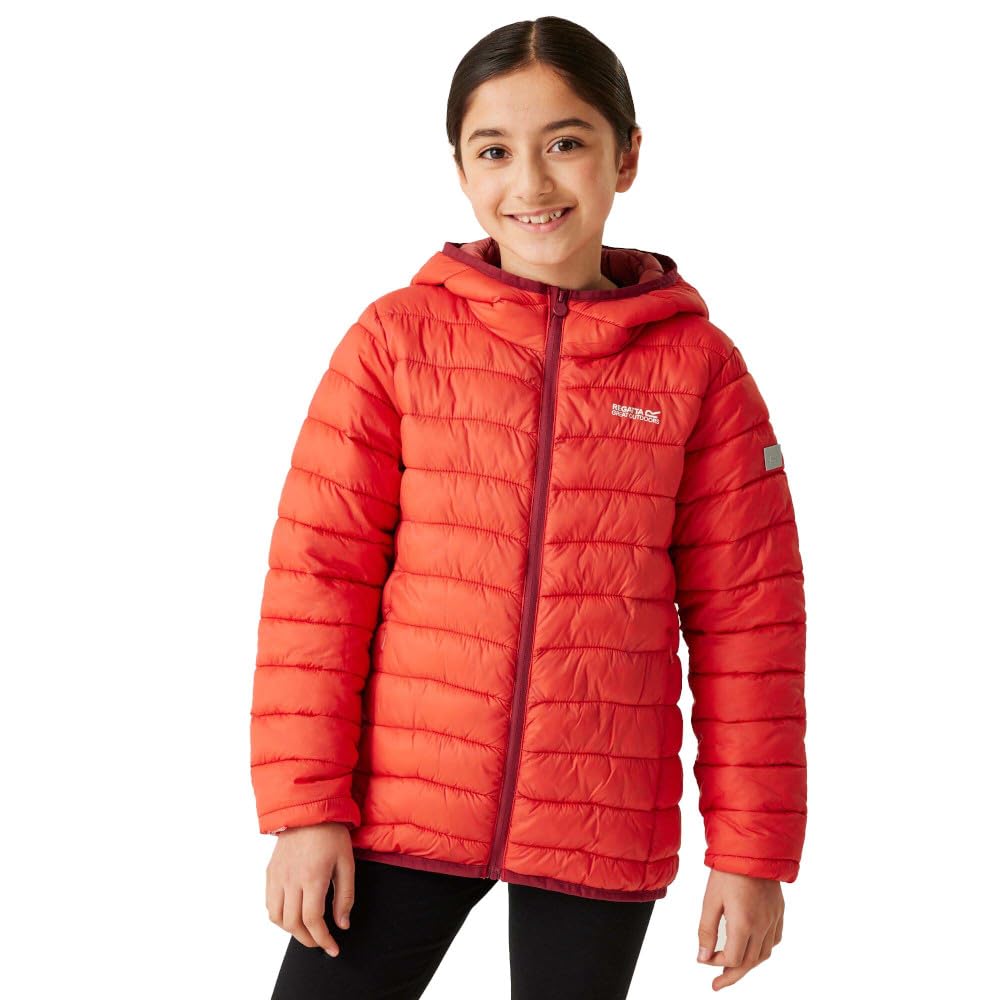 Regatta Unisex Kids Red Sky/Mineral Red Kids Junior Hooded Marizion Insulated Jacket Size 13 Years