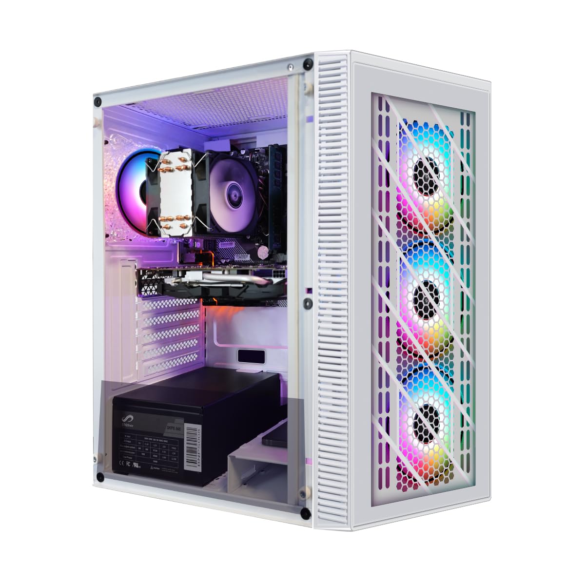 STGsivir Gaming PC White, Gaming Computer Desktop Tower, Intel 10th Gen 3.5GHz, AMD RX 580 8GB, 16GB DDR4 RAM, 1TB SSD, 600M WiFi, BT 5.0, Windows 11