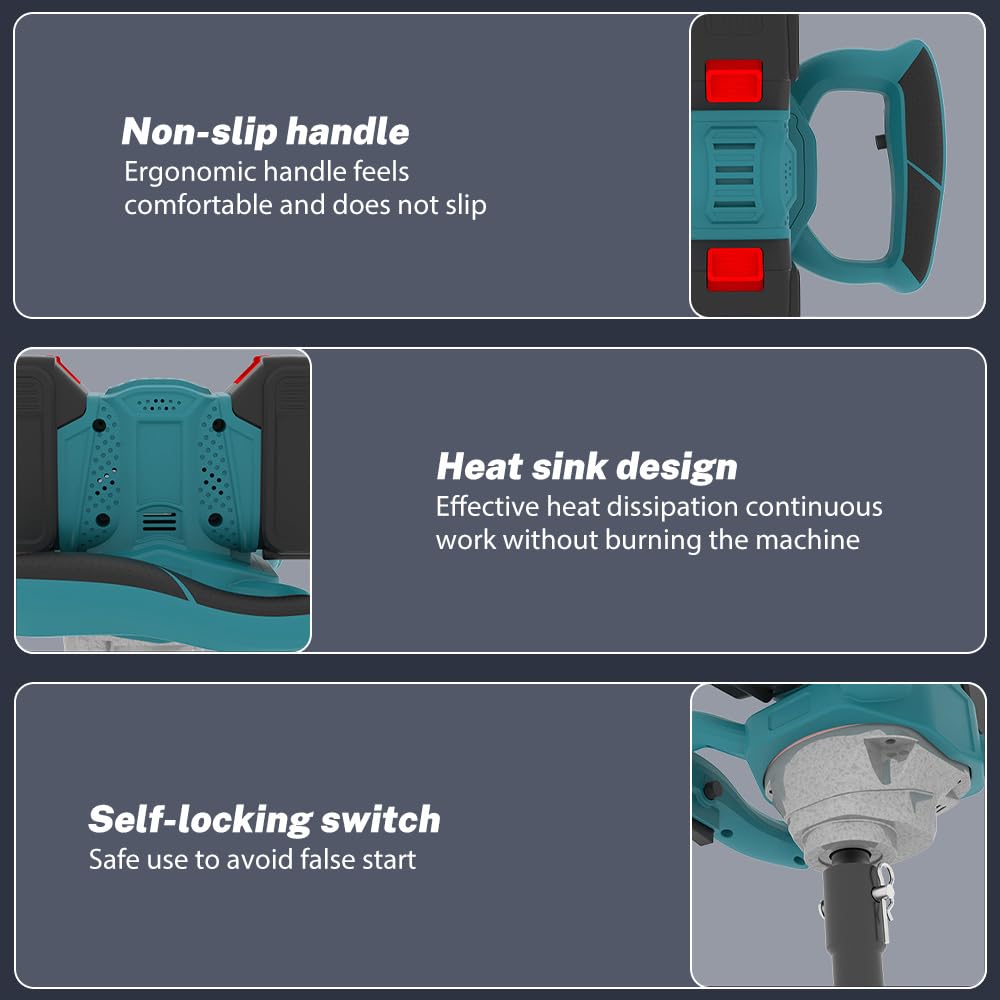 Akku-Erdbohrer für Makita 18V Batterie, 1200W Bürstenloser Motor, Geschikt voor Ø 350mm Vloerboor, Ijsboor, für Zaunbau, Garten & Fundament,Mörtelrührer, Lieferung ohne Ladegerät & Boor (ohne Akku)