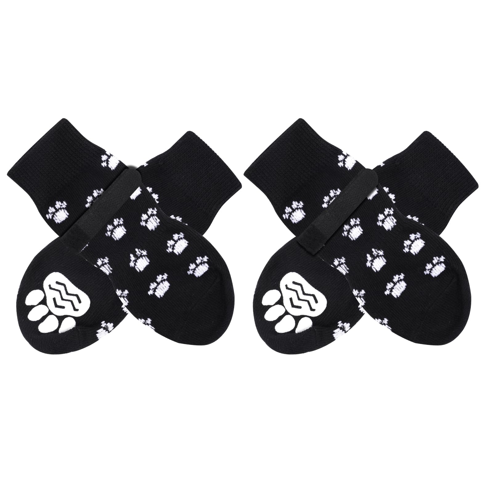 AUAUY Chaussettes Anti-Dérapantes Chien Chat, Chaussette Chien, Protège Les Pattes de l’Animal et Les Sols Intérieurs, avec Bandes De Fixation Réglables, pour Les Petits ou Moyen Chiens et Chats - S