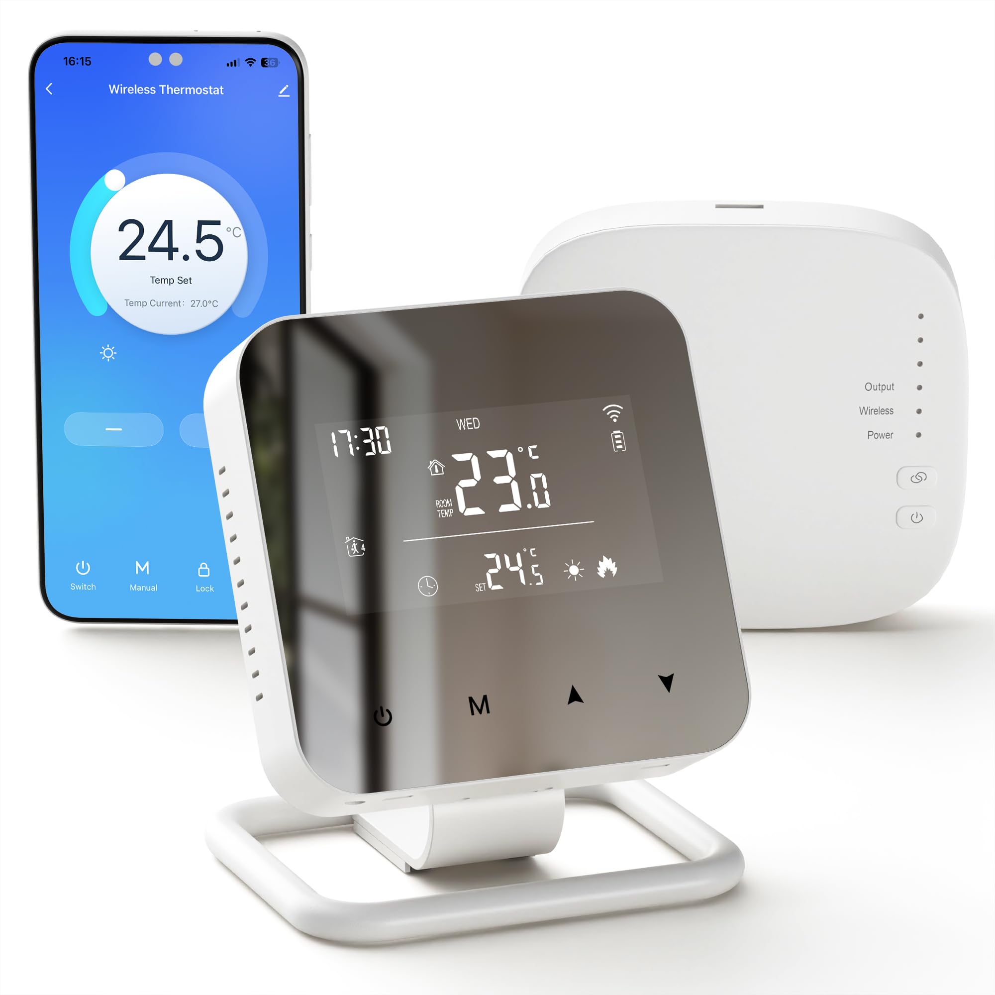 Termostato programable Diario, con batería Digital Inteligente, cronotermostato WiFi Inteligente, Apto para calderas de Gas, Compatible con Alexa y Google Assistant - Control Tuya