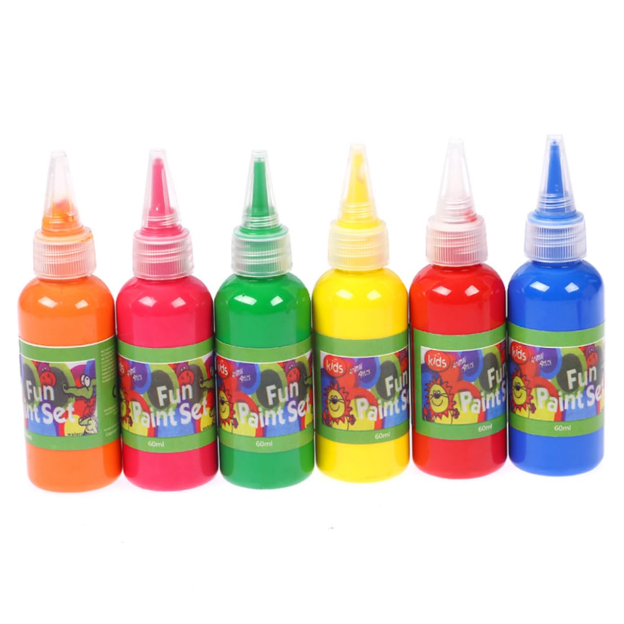 NUOBESTY 12 Colores 60ml Conjunto De Pintura De Kit De Manualidades Boquilla Para Dibujar y Pintar Dedos