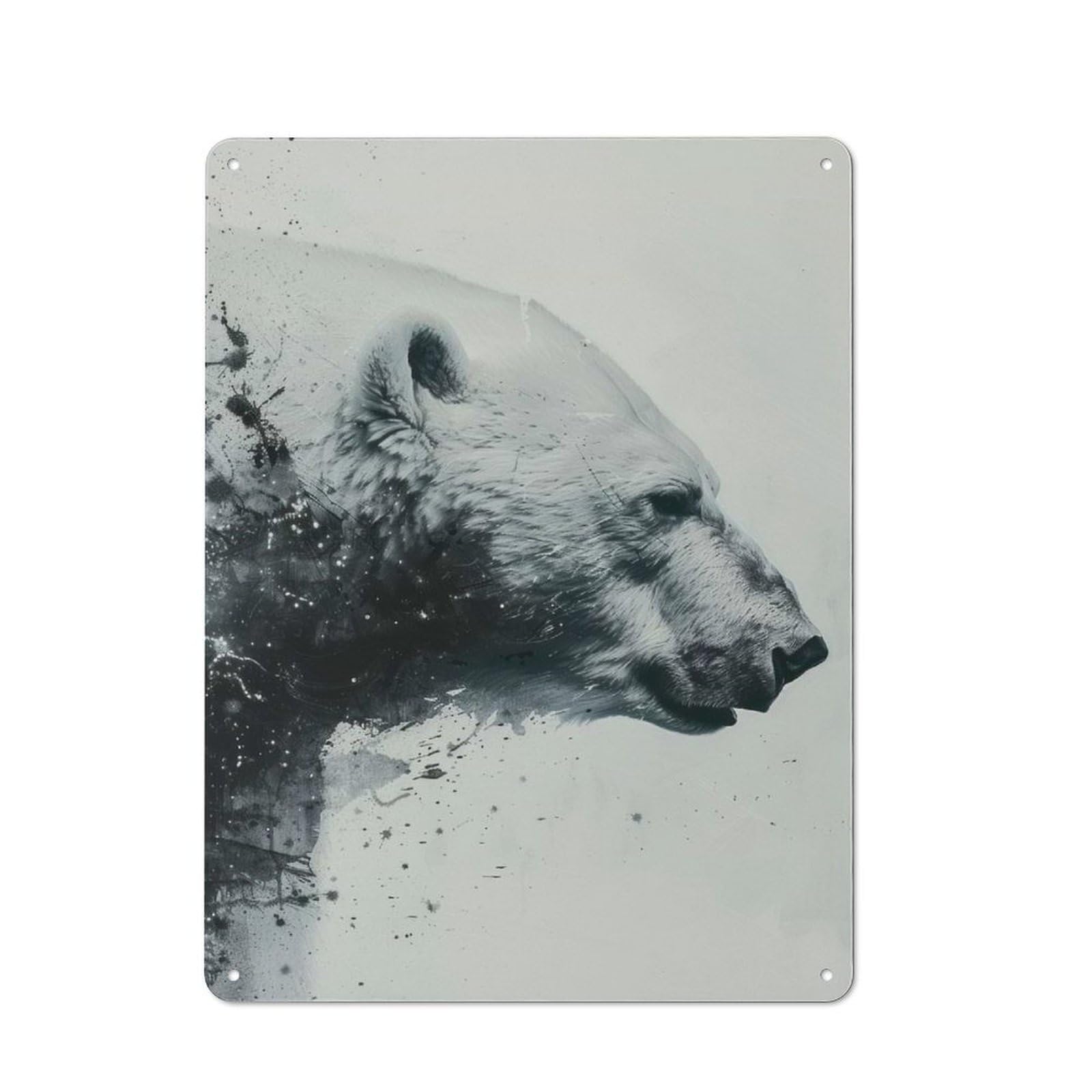 Rustic Tin Sign 40x30cm Featuring Polar Bear Majesty for Living Room Wall, for Room Styling Across Living Rooms And Feature Walls