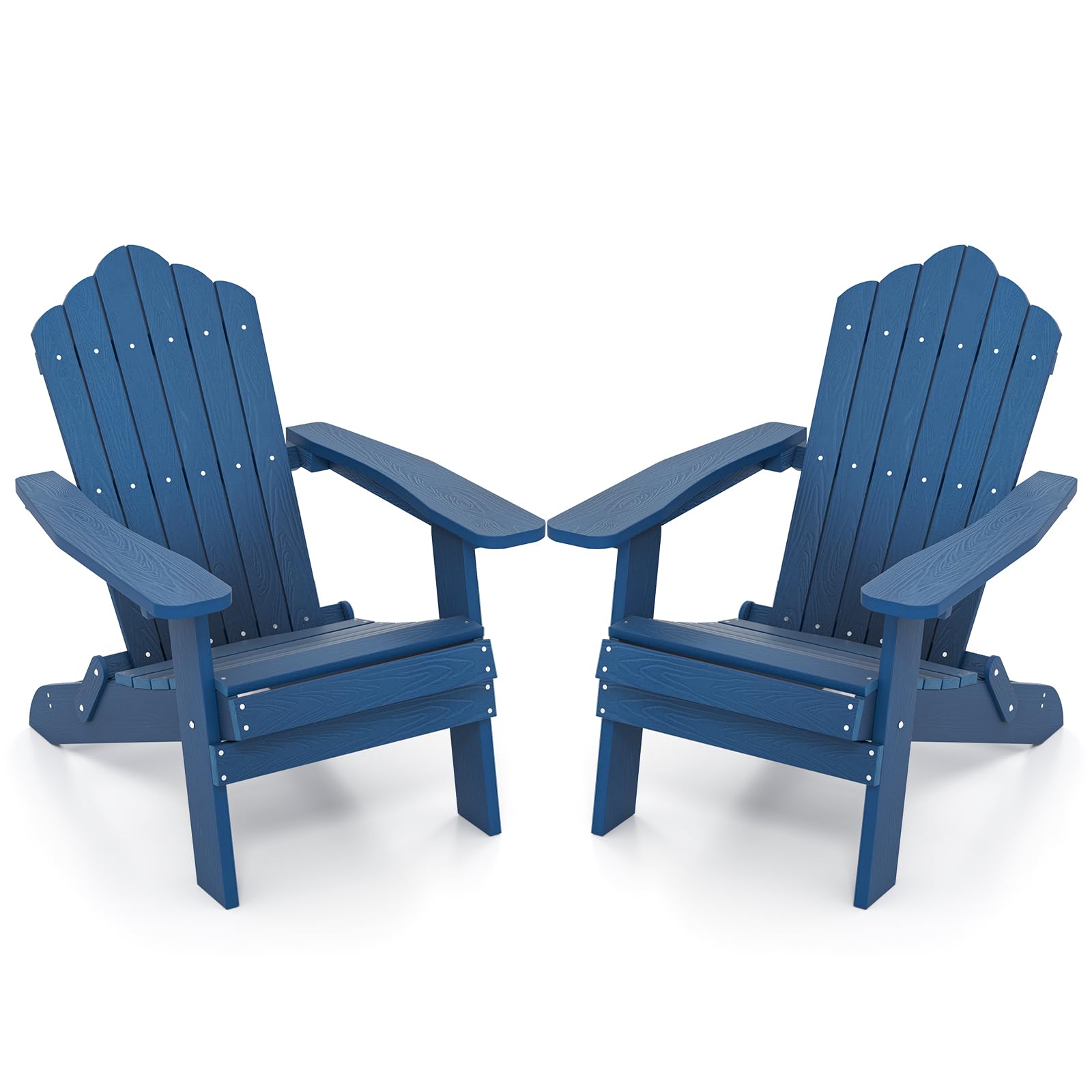 COSTWAY Adirondack krzesło składane, odporne na warunki atmosferyczne Adirondack Chair z tworzywa sztucznego, krzesło ogrodowe z wysokim oparciem i szerokimi podłokietnikami do ogrodu, nośność 180 kg