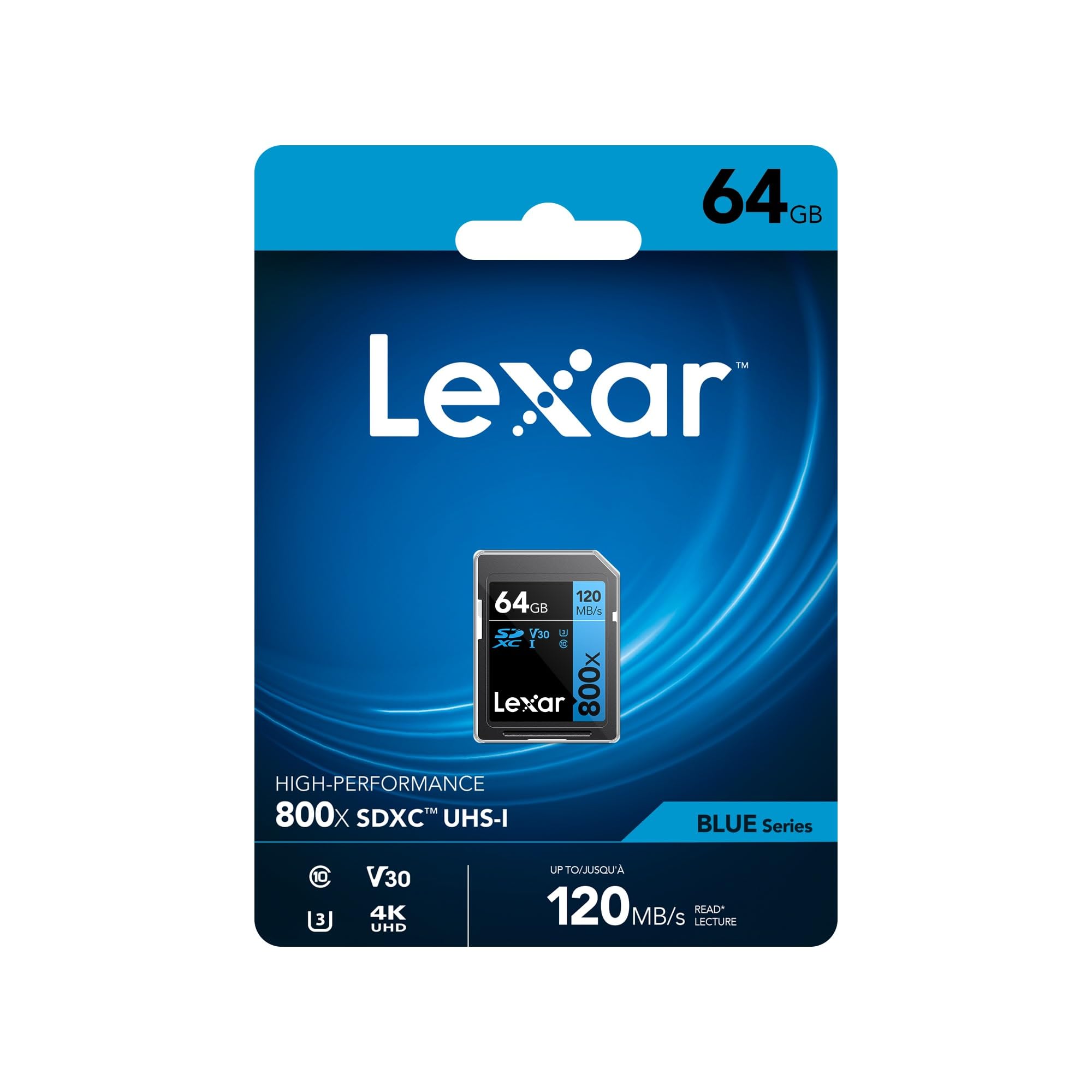 Lexar Blue Series Professional 800x 64GB UHS-I U3 SDXC Memory Card
