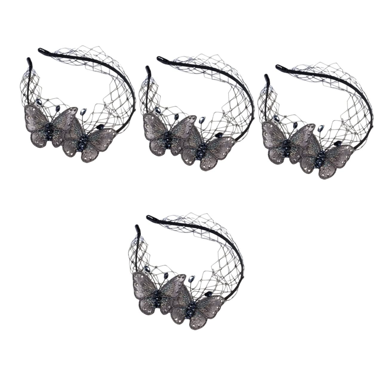 FRCOLOR 4 Piezas diadema con bordada accesorio para el cabello para diadema para tocado de fuente accesorios para el cabello diadema de Malla