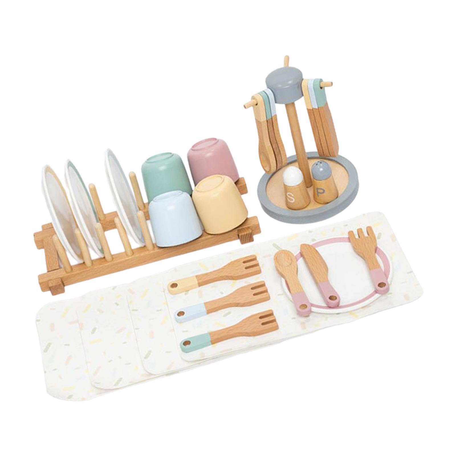 Assiettes en Bois pour Jeux de rôle, pour Les Filles. Favorise la Reconnaissance des Couleurs et Le développement des compétences