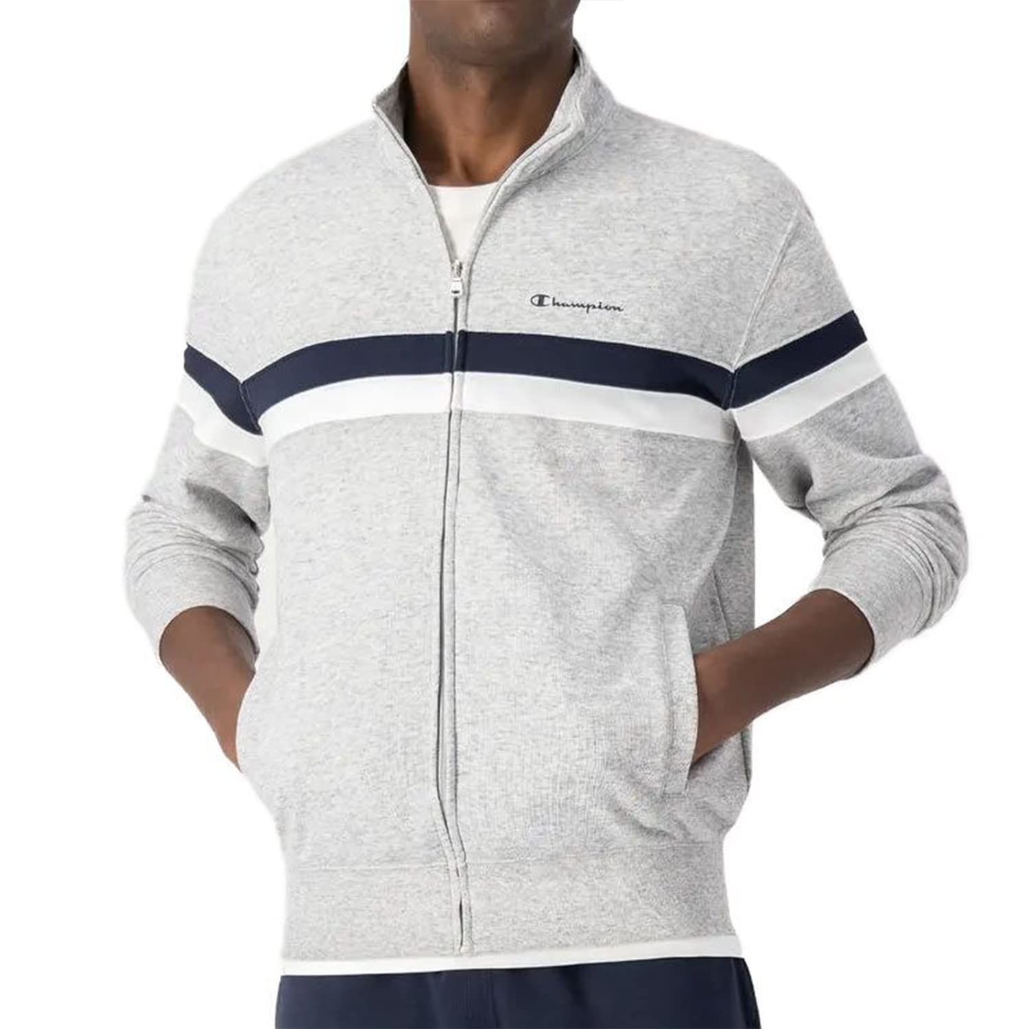 Champion tuta da ginnastica uomo P-E garzata art.217412 (m, em021grigio/blu)