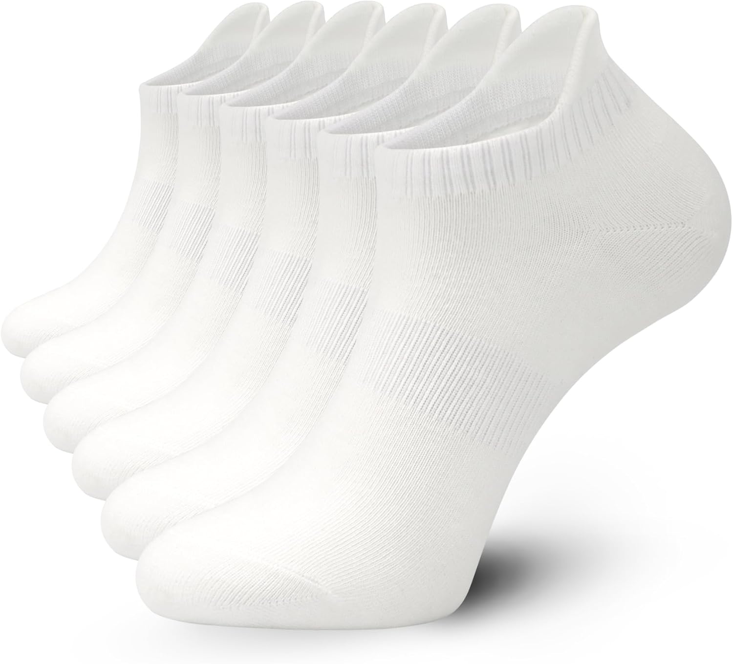 Ankle Thin Socks Womens Combed Cotton Low Cut Athletic No Show Running Socks With Heel Tab 6 Pairs