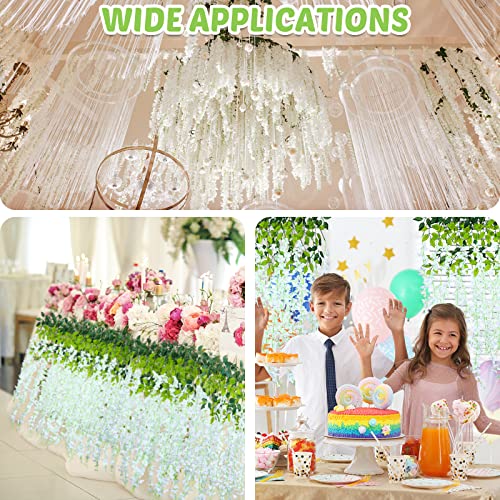 Panelee 48 Pack 43.3 Inch/ 3.61 Ft Artificial Wisteria Garland, Hanging Flower Wisteria Garland, Fake Vine Garland For Wedding Party Outdoor Garden Greenery Home Wall Decor (White, 48 Pack) #TOP4