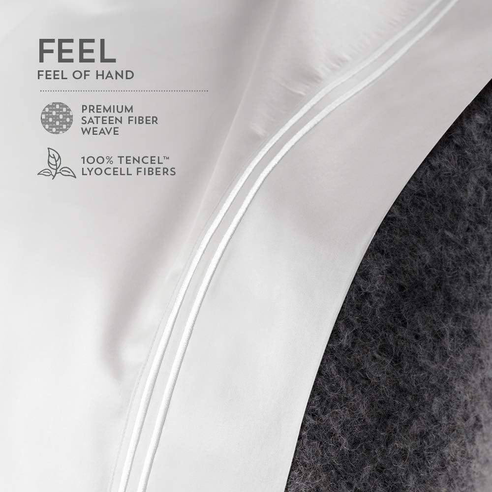 PureCare Elements Cool Touch Sheet Set Featuring 100% Tencel, Precision-Fit Corners & enveloping Pillowcases, Queen, White (PCST-Q-WH)