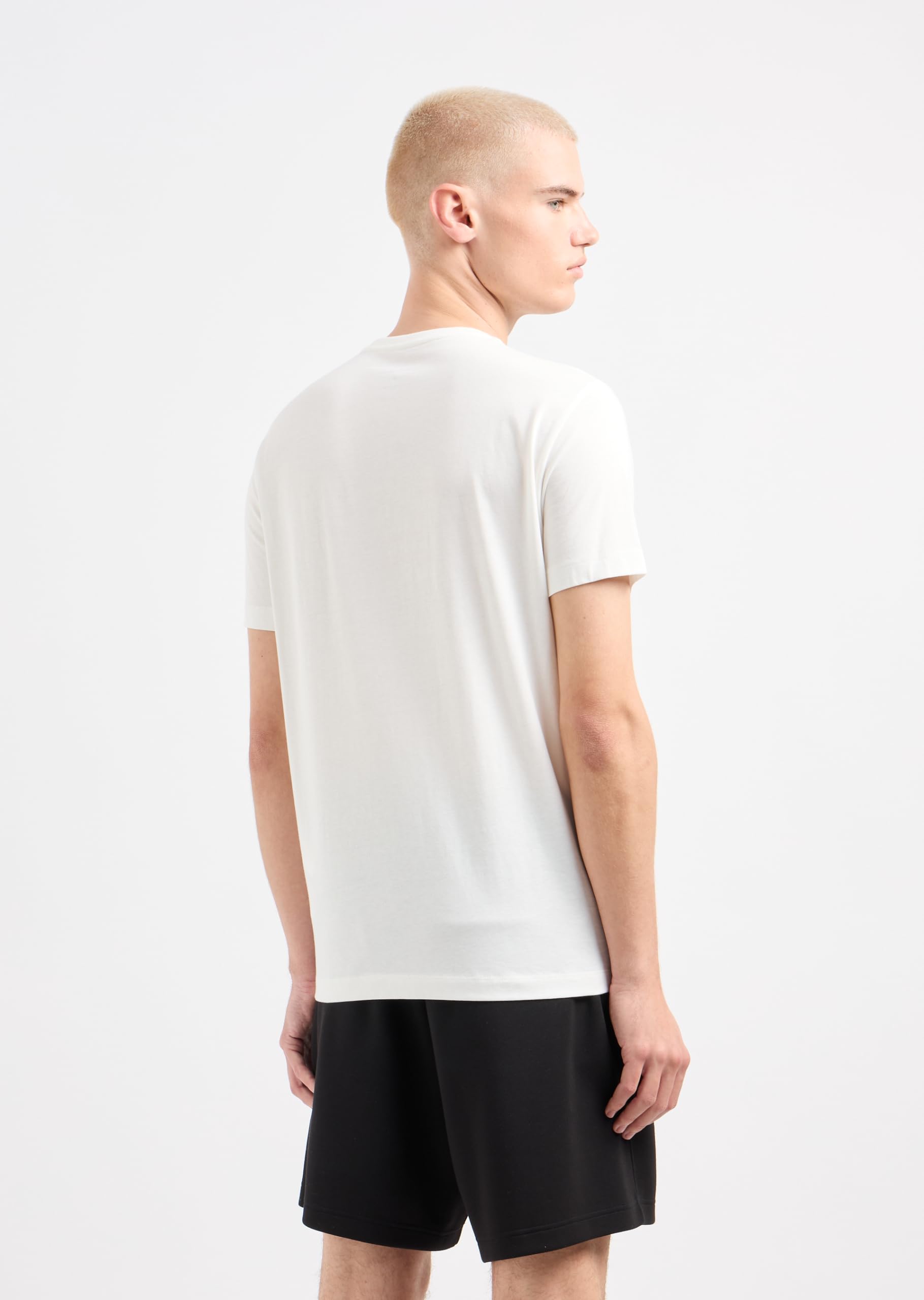 A|X ARMANI EXCHANGE Męska koszulka z bawełny o regularnym kroju w małej klatce piersiowej Gradient Box Logo koszulka, złamana biel, XS, Złamana biel, XS