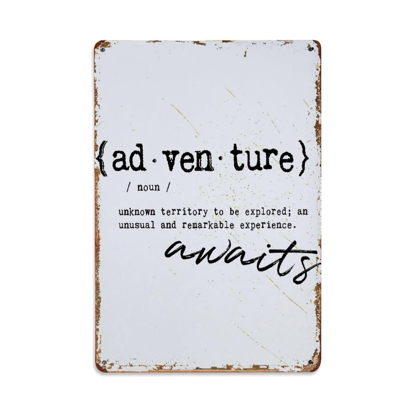 Adventure Awaits Unknown Territory Exploration Retro Metal Tin Sign, Vintage Decor Art Poster for Bar, Home, Man Cave, Kitchen, Laundry Room Gift 8x12Inch
