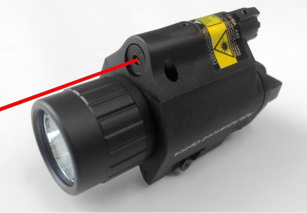 Ade Advanced Optics Tactical Compact Rail Mounted RED Laser Sight with 200 Lumen LED Flashlight LS003R-P