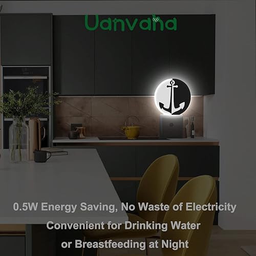 Miniatura 6 de Luz nocturna de ancla de mar océano ancla náutica negro blanco LED de anochecer a amanecer, sensor automático para dormitorio, baño, pasillo, sala
