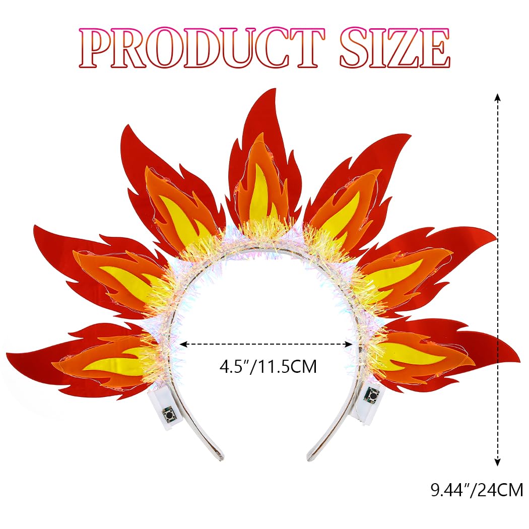 Handcess Light up Fire Headband LED Festival Flame Hair Band Glowing Hair Accessories Party Rave Costume Hair Hoop for Women - Image 4