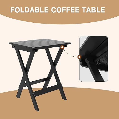 Miniatura 8 de MUPATER Juego de 2 sillas mecedoras para exteriores de 3 piezas, juego de 2 mesas y sillas de bistró, juego de bistró de madera para patio con mesa