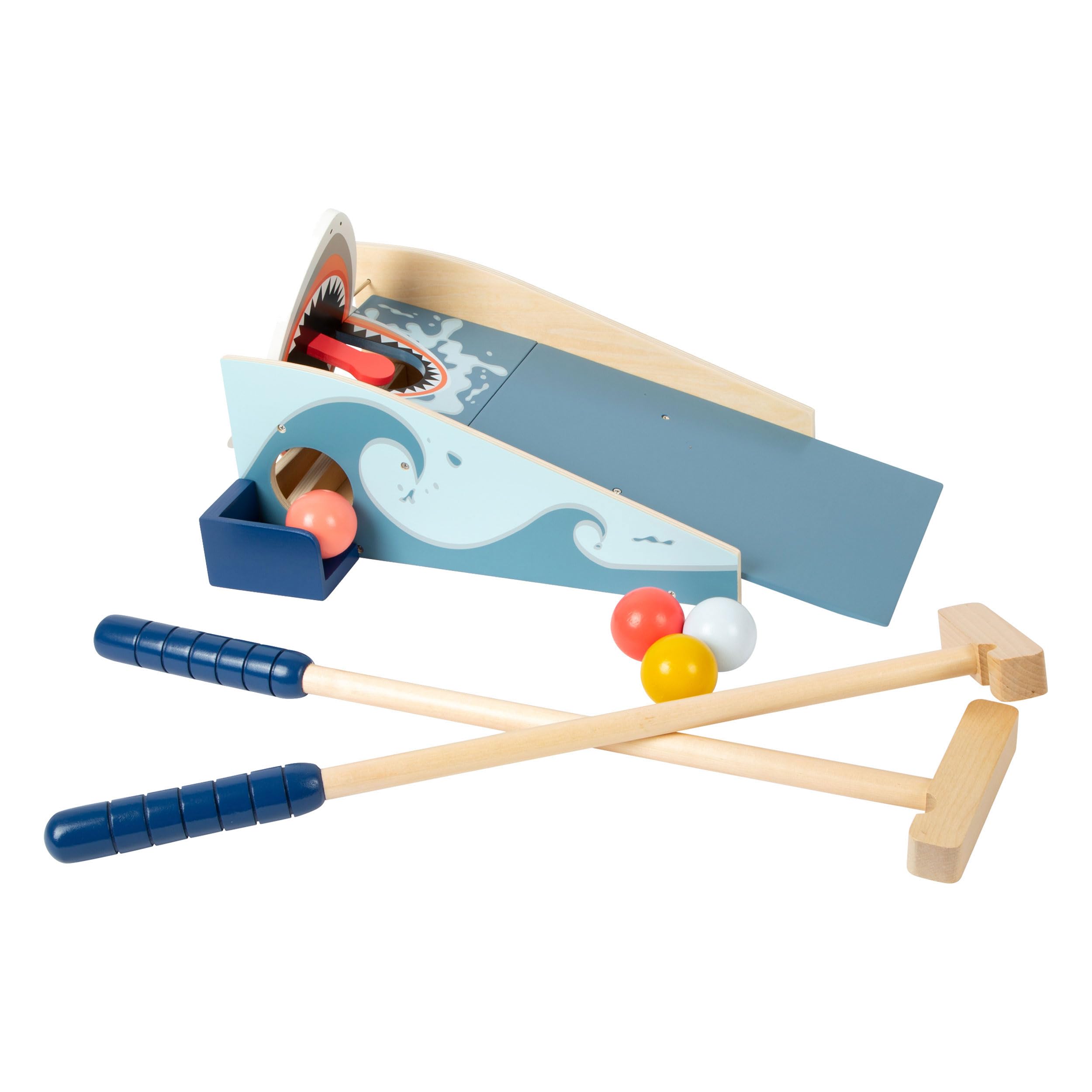 Small Foot Mini Golf Shark Attack in Legno, con meccanismo a Scatto Integrato, da 3 Anni, Art. 11588